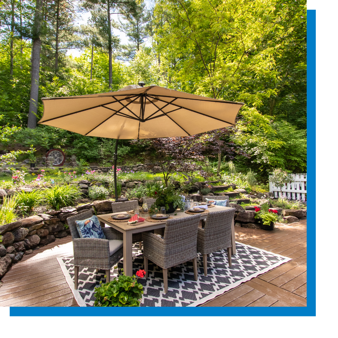 Summer outdoor umbrella.