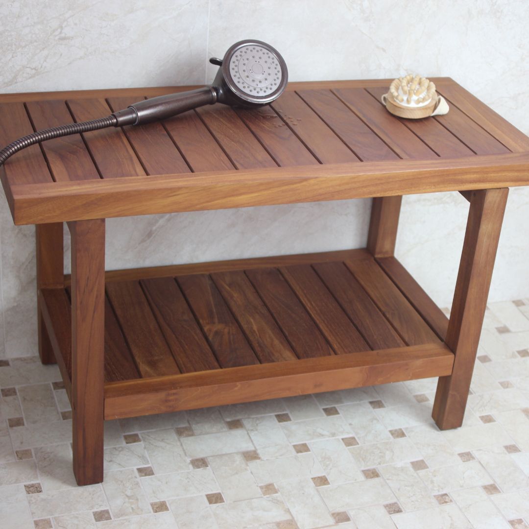 Teak wood furniture.