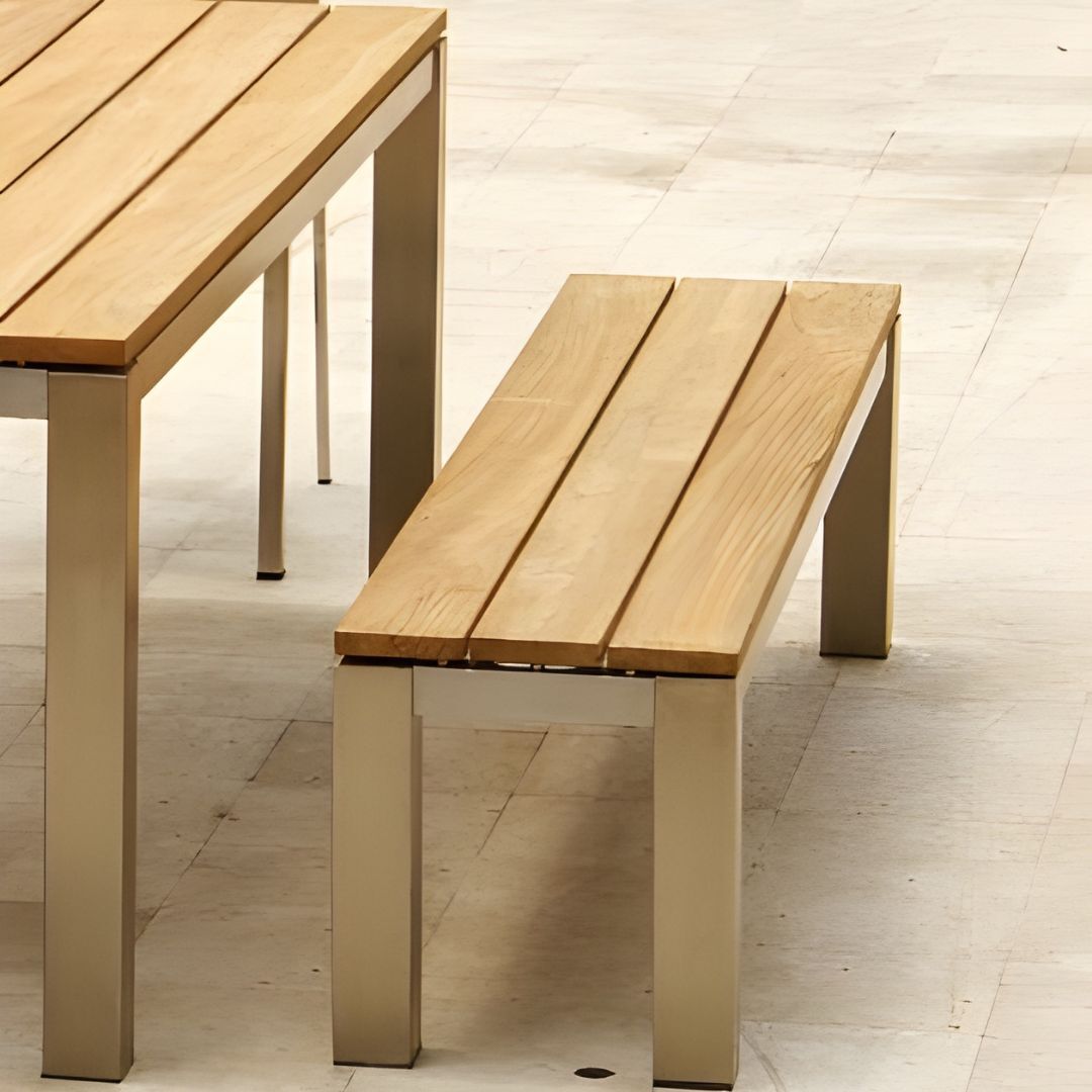 Teak wood furniture.