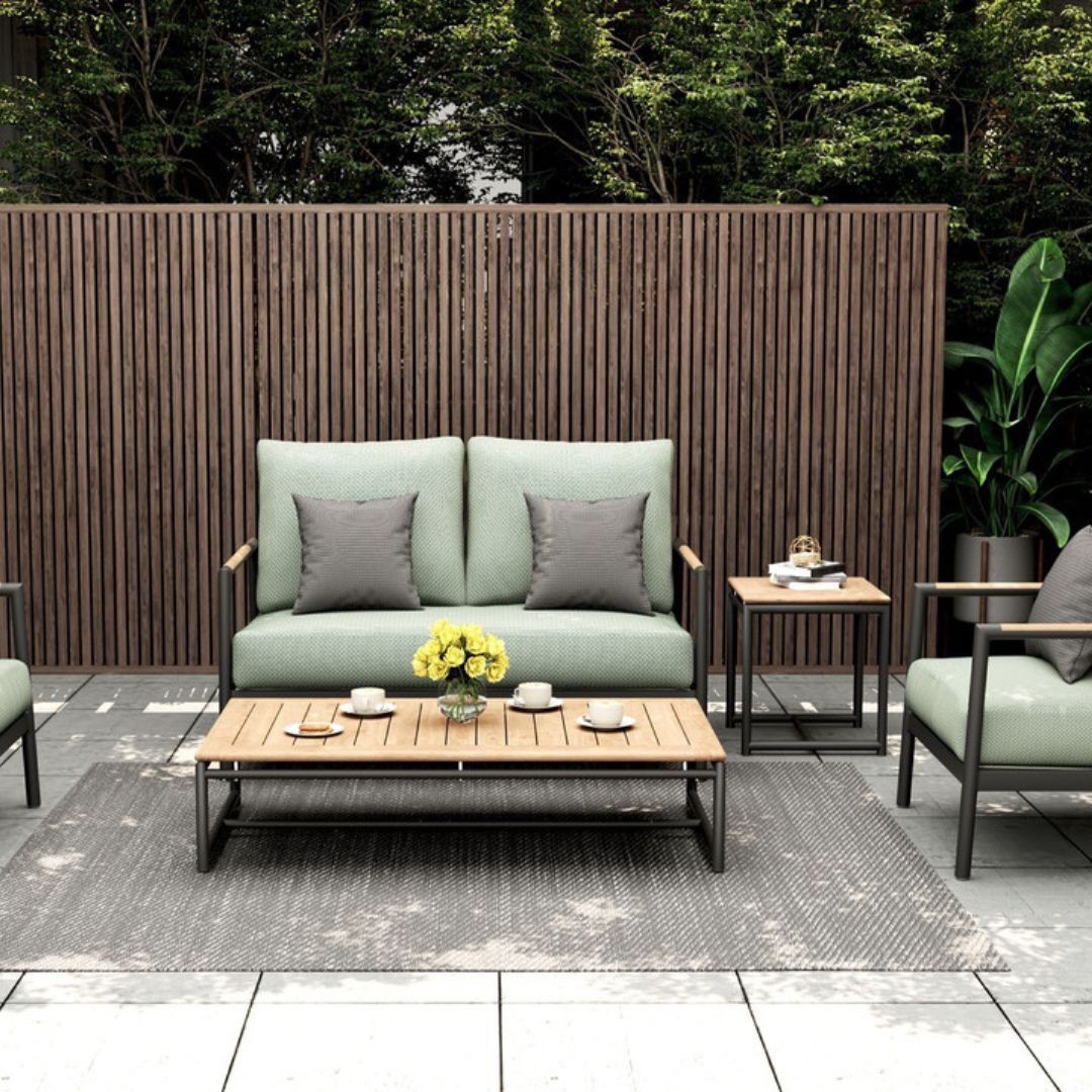 Outdoor teak wood furniture.