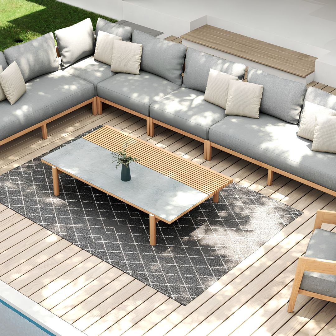 Outdoor teak wood lounging set.